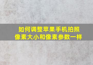 如何调整苹果手机拍照像素大小和像素参数一样