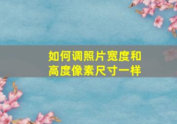 如何调照片宽度和高度像素尺寸一样