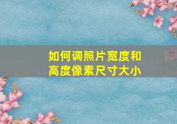 如何调照片宽度和高度像素尺寸大小