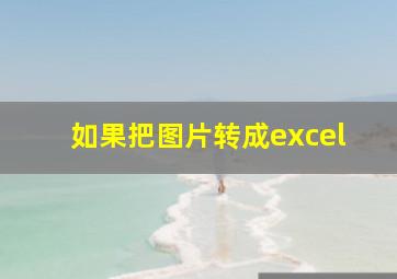 如果把图片转成excel