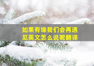 如果有缘我们会再遇见英文怎么说呢翻译