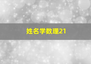 姓名学数理21