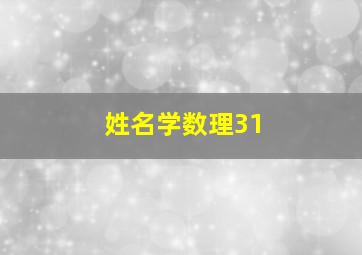 姓名学数理31