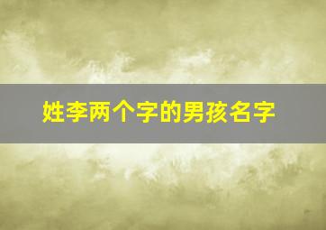 姓李两个字的男孩名字