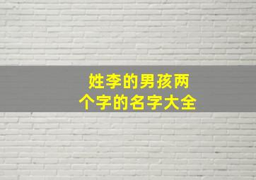 姓李的男孩两个字的名字大全