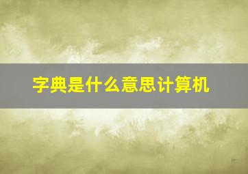 字典是什么意思计算机