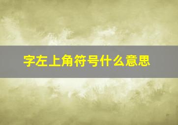 字左上角符号什么意思