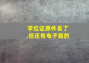 学位证原件丢了,但还有电子版的