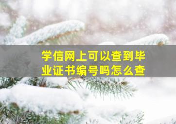 学信网上可以查到毕业证书编号吗怎么查