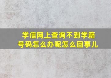 学信网上查询不到学籍号码怎么办呢怎么回事儿