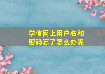 学信网上用户名和密码忘了怎么办呢