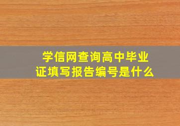 学信网查询高中毕业证填写报告编号是什么