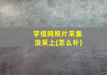 学信网照片采集没采上(怎么补)