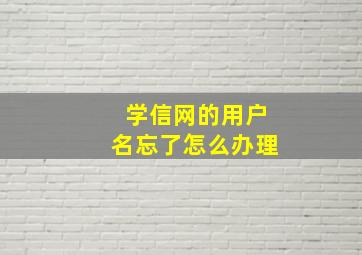 学信网的用户名忘了怎么办理