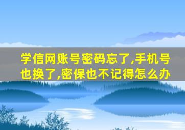 学信网账号密码忘了,手机号也换了,密保也不记得怎么办