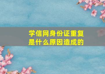 学信网身份证重复是什么原因造成的