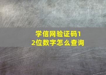 学信网验证码12位数字怎么查询