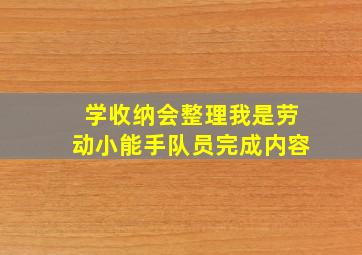 学收纳会整理我是劳动小能手队员完成内容