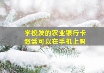 学校发的农业银行卡激活可以在手机上吗