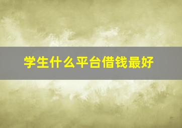 学生什么平台借钱最好