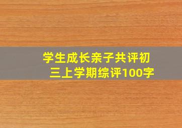 学生成长亲子共评初三上学期综评100字