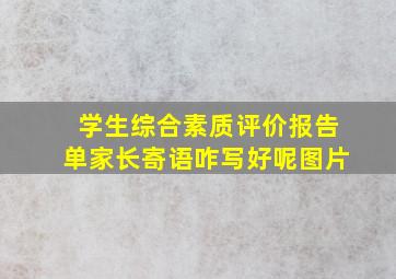 学生综合素质评价报告单家长寄语咋写好呢图片