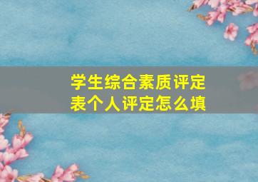 学生综合素质评定表个人评定怎么填