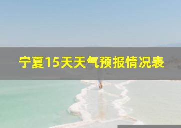 宁夏15天天气预报情况表