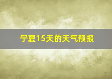 宁夏15天的天气预报