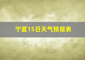 宁夏15日天气预报表