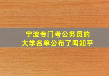 宁波专门考公务员的大学名单公布了吗知乎