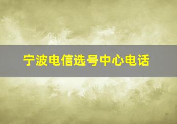 宁波电信选号中心电话