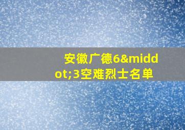 安徽广德6·3空难烈士名单