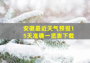 安徽最近天气预报15天准确一览表下载