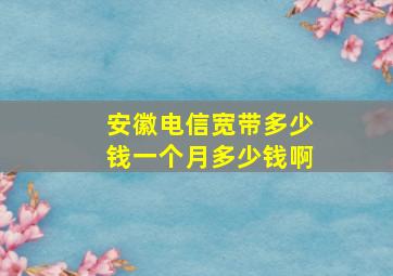 安徽电信宽带多少钱一个月多少钱啊