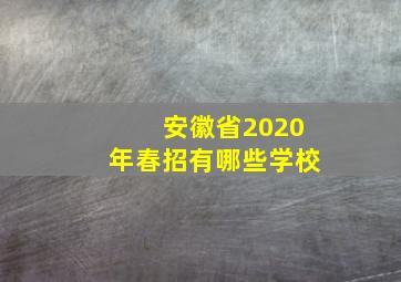 安徽省2020年春招有哪些学校