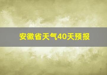 安徽省天气40天预报