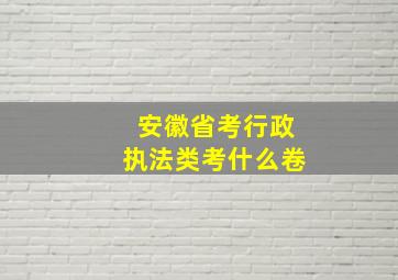 安徽省考行政执法类考什么卷