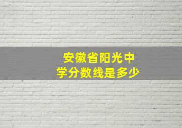 安徽省阳光中学分数线是多少