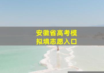 安徽省高考模拟填志愿入口