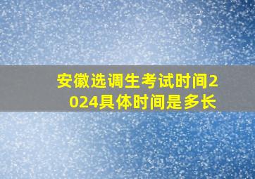 安徽选调生考试时间2024具体时间是多长