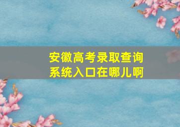 安徽高考录取查询系统入口在哪儿啊