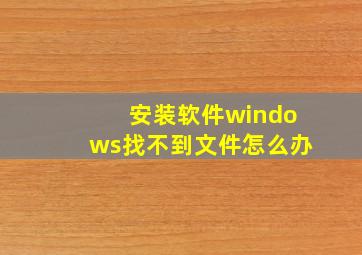 安装软件windows找不到文件怎么办