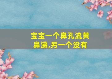 宝宝一个鼻孔流黄鼻涕,另一个没有