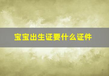 宝宝出生证要什么证件