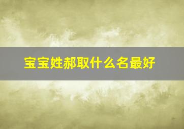 宝宝姓郝取什么名最好