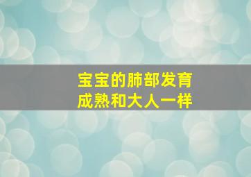 宝宝的肺部发育成熟和大人一样