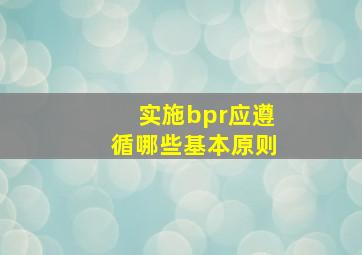 实施bpr应遵循哪些基本原则