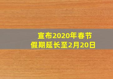 宣布2020年春节假期延长至2月20日