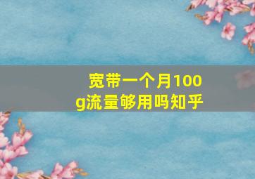 宽带一个月100g流量够用吗知乎